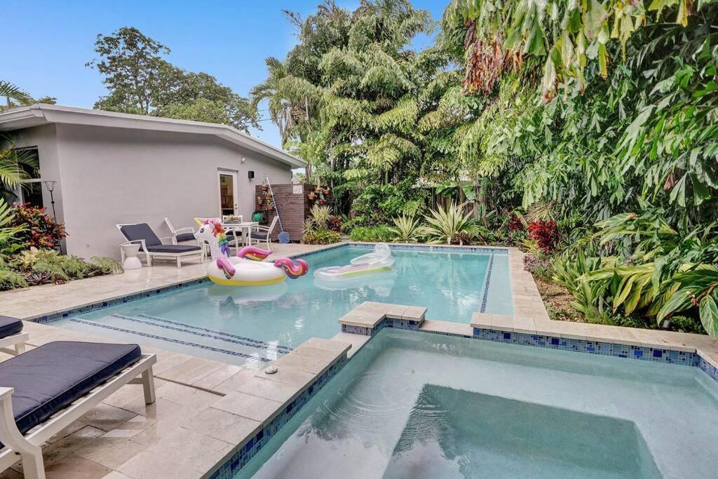 Villa Stylish Tropical Oasis Hot Tub Pool Bbq Fort Lauderdale Exterior foto