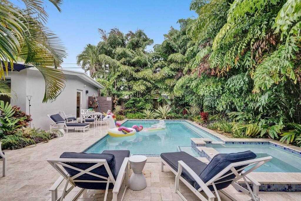 Villa Stylish Tropical Oasis Hot Tub Pool Bbq Fort Lauderdale Exterior foto